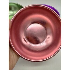 Vintage Aluminum Cereal Snack Bowls Set 3 Anodized Multi Color Bascal USA Read